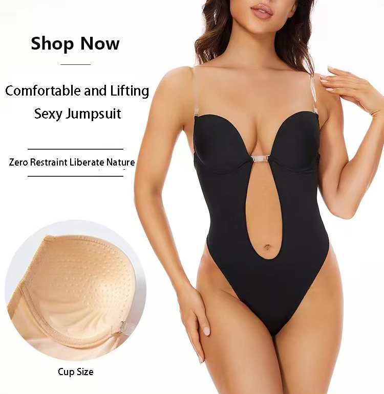 Plunge Bra Push Up - Бесшовный корсет-боди с глубоким V-образным вырезом,